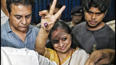 BRS leader K Kavitha after walking out from Tihar jail on August 27. (ANI) BRS leader K Kavitha after walking out from Tihar jail on August 27. (ANI)