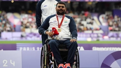 Dharambir Nain clinched gold in athletics, coming out on top in Club throw F51. (HT_PRINT) Dharambir Nain clinched gold in athletics, coming out on top in Club throw F51. (HT_PRINT)