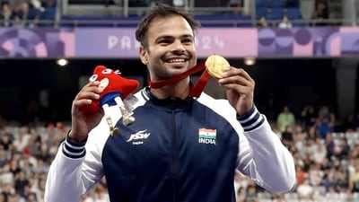 Sumit Antil grabbed gold in men's javelin throw F64 event. (HT_PRINT) Sumit Antil grabbed gold in men's javelin throw F64 event. (HT_PRINT)