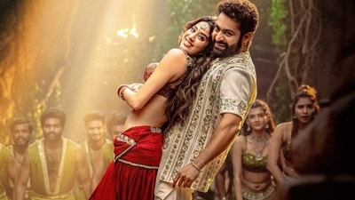 Janhvi Kapoor and Jr NTR in a still from Daavudi in Devara: Part 1. Janhvi Kapoor and Jr NTR in a still from Daavudi in Devara: Part 1.