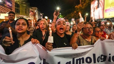 People during a candlelight march in protest against the alleged rape and murder of a trainee woman doctor at the RG Kar Medical College and Hospital in Kolkata on September 4, (PTI) People during a candlelight march in protest against the alleged rape and murder of a trainee woman doctor at the RG Kar Medical College and Hospital in Kolkata on September 4, (PTI)
