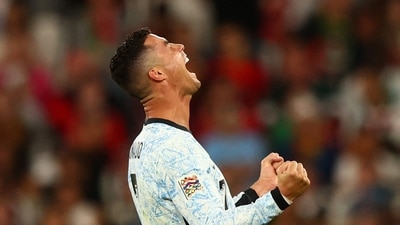 Ronaldo, who failed to score in Portugal's five Euro 2024 games, reached his milestone when he got on the end of a perfect cross from Nuno Mendes (REUTERS)