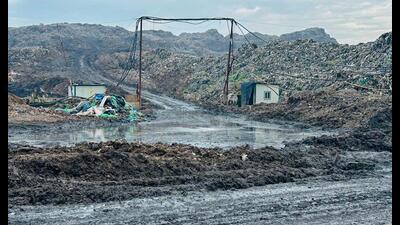Thick, black slurry, believed to be leachate, is seeping out of the Bandhwari landfill and flowing into surrounding villages in Gurugram, particularly after heavy rain. (Parveen Kumar/HT PHOTO) Thick, black slurry, believed to be leachate, is seeping out of the Bandhwari landfill and flowing into surrounding villages in Gurugram, particularly after heavy rain. (Parveen Kumar/HT PHOTO)