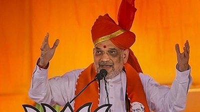Union home minister Amit Shah addressing a BJP rally ahead of Lok Sabha elections in Jammu, (PTI File Pic )