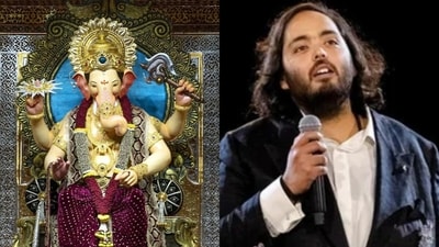 Anant Ambani gifts Lalbaugcha Raja a 20-kg gold crown worth ₹15 crore for Ganesh Chaturthi, showcasing his 15-year bond with the iconic festival. (X/ @LalbaugchaRaja) Anant Ambani gifts Lalbaugcha Raja a 20-kg gold crown worth ₹15 crore for Ganesh Chaturthi, showcasing his 15-year bond with the iconic festival. (X/ @LalbaugchaRaja)