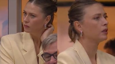 Maria Sharapova made a bizarre expression in a viral video. Maria Sharapova made a bizarre expression in a viral video.