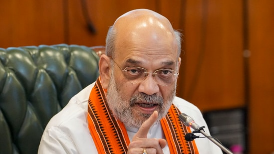 Union home minister Amit Shah will unveil the Bharatiya Janata Party's ‘Sankalp Patra’ on Friday for the upcoming Jammu and Kashmir assembly elections. (PTI Photo/Kamal Kishore) (PTI)