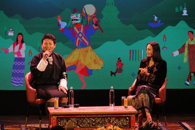 Performance artist Sangay Loday with dancer-poet Tishani Doshi (Courtesy Drukyul’s Literature and Arts Festival) Performance artist Sangay Loday with dancer-poet Tishani Doshi (Courtesy Drukyul’s Literature and Arts Festival)