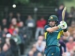 Australia's Josh Inglis bats during the second Twenty20 International cricket match between Scotland and Australia at the Grange Cricket Club in Edinburgh, Scotland, on September 6, 2024. (Photo by ANDY BUCHANAN / AFP)