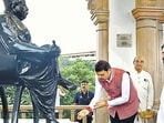 Maharashtra Deputy Chief Minister Devendra Fadnavis along with CM Eknath Shinde pays floral tribute to Rashtriya Swayamsevak Sangh (RSS) founder Keshav Baliram Hedgewar, at RSS Smriti Mandir, in Nagpur on Saturday. (Devendra Fadnavis-X) Maharashtra Deputy Chief Minister Devendra Fadnavis along with CM Eknath Shinde pays floral tribute to Rashtriya Swayamsevak Sangh (RSS) founder Keshav Baliram Hedgewar, at RSS Smriti Mandir, in Nagpur on Saturday. (Devendra Fadnavis-X)
