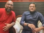 Mauris Noronha (left) with Uddhav Sena leader Abhishek Ghosalkar on a Facebook live in which the Sena leader was shot by Noronha.