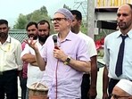 Jammu and Kashmir National Conference (JKNC) Vice President Omar Abdullah addresses a public meeting ahead of the Jammu and Kashmir assembly election, in Ganderbal on Friday. (ANI Photo) Jammu and Kashmir National Conference (JKNC) Vice President Omar Abdullah addresses a public meeting ahead of the Jammu and Kashmir assembly election, in Ganderbal on Friday. (ANI Photo)