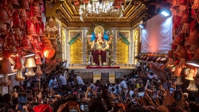 An idol of elephant-headed Hindu god Ganesh, popularly known as Lalbaugcha Raja (Photo by Satish Bate/ Hindustan Times) (Hindustan Times) An idol of elephant-headed Hindu god Ganesh, popularly known as Lalbaugcha Raja (Photo by Satish Bate/ Hindustan Times) (Hindustan Times)