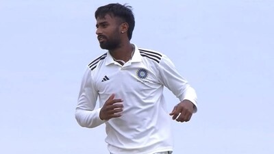 Manav Suthar celebrates a wicket. (BCCI ) Manav Suthar celebrates a wicket. (BCCI )