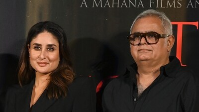 Kareena Kapoor Khan and director Hansal Mehta at the trailer launch of The Buckingham Murders (Photo by Sujit JAISWAL / AFP) (AFP) Kareena Kapoor Khan and director Hansal Mehta at the trailer launch of The Buckingham Murders (Photo by Sujit JAISWAL / AFP) (AFP)