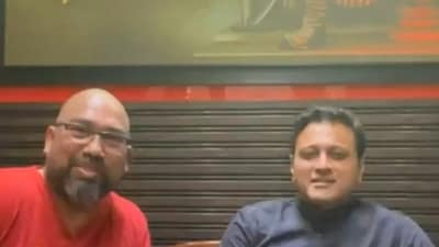 Mauris Noronha (left) with Uddhav Sena leader Abhishek Ghosalkar on a Facebook live on Thursday in which the Sena leader was shot by Noronha. Mauris Noronha (left) with Uddhav Sena leader Abhishek Ghosalkar on a Facebook live on Thursday in which the Sena leader was shot by Noronha.