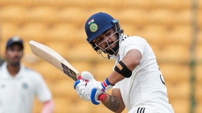 India A ended Day 2 at 134/2 in 35 overs at Stumps, and were trailing by 187 runs in their ongoing Duleep Trophy match. (PTI) India A ended Day 2 at 134/2 in 35 overs at Stumps, and were trailing by 187 runs in their ongoing Duleep Trophy match. (PTI)