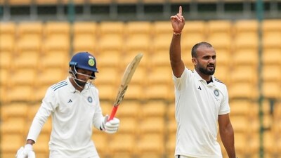 For India A's bowling department, Akash Deep took four wickets. (PTI) For India A's bowling department, Akash Deep took four wickets. (PTI)