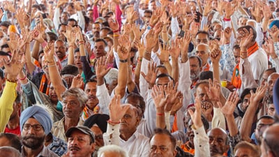 Jammu: Supporters during a BJP's worker meet addressed by Union Home Minister Amit Shah ahead of Jammu and Kashmir Assembly elections, in Jammu, Saturday, Sept. 7, 2024.(PTI Photo)(PTI09_07_2024_000134A) (PTI) Jammu: Supporters during a BJP's worker meet addressed by Union Home Minister Amit Shah ahead of Jammu and Kashmir Assembly elections, in Jammu, Saturday, Sept. 7, 2024.(PTI Photo)(PTI09_07_2024_000134A) (PTI)