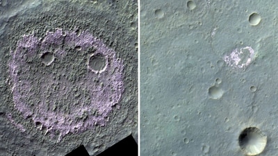 The image shows the “creepy smiley face” discovered by scientists on Mars, the Red Planet. (Instagram/@europeanspaceagency) The image shows the “creepy smiley face” discovered by scientists on Mars, the Red Planet. (Instagram/@europeanspaceagency)