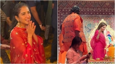 Inside Ambani's Ganesh Chaturthi puja: Radhika Merchant, Anant Ambani, and Nita Ambani perform rituals. (Instagram ) Inside Ambani's Ganesh Chaturthi puja: Radhika Merchant, Anant Ambani, and Nita Ambani perform rituals. (Instagram )