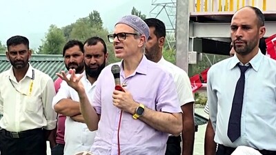 Jammu and Kashmir National Conference (JKNC) Vice President Omar Abdullah addresses a public meeting ahead of the Jammu and Kashmir assembly election, in Ganderbal on Friday. (ANI Photo) (ANI) Jammu and Kashmir National Conference (JKNC) Vice President Omar Abdullah addresses a public meeting ahead of the Jammu and Kashmir assembly election, in Ganderbal on Friday. (ANI Photo) (ANI)