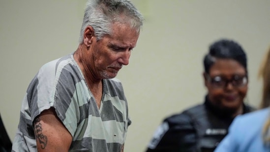 Colin Gray, 54, the father of Apalachee High School shooting suspect Colt Gray, 14, enters the Barrow County courthouse for his first appearance, on September 6, 2024, in Winder, Georgia. (Getty Images via AFP)