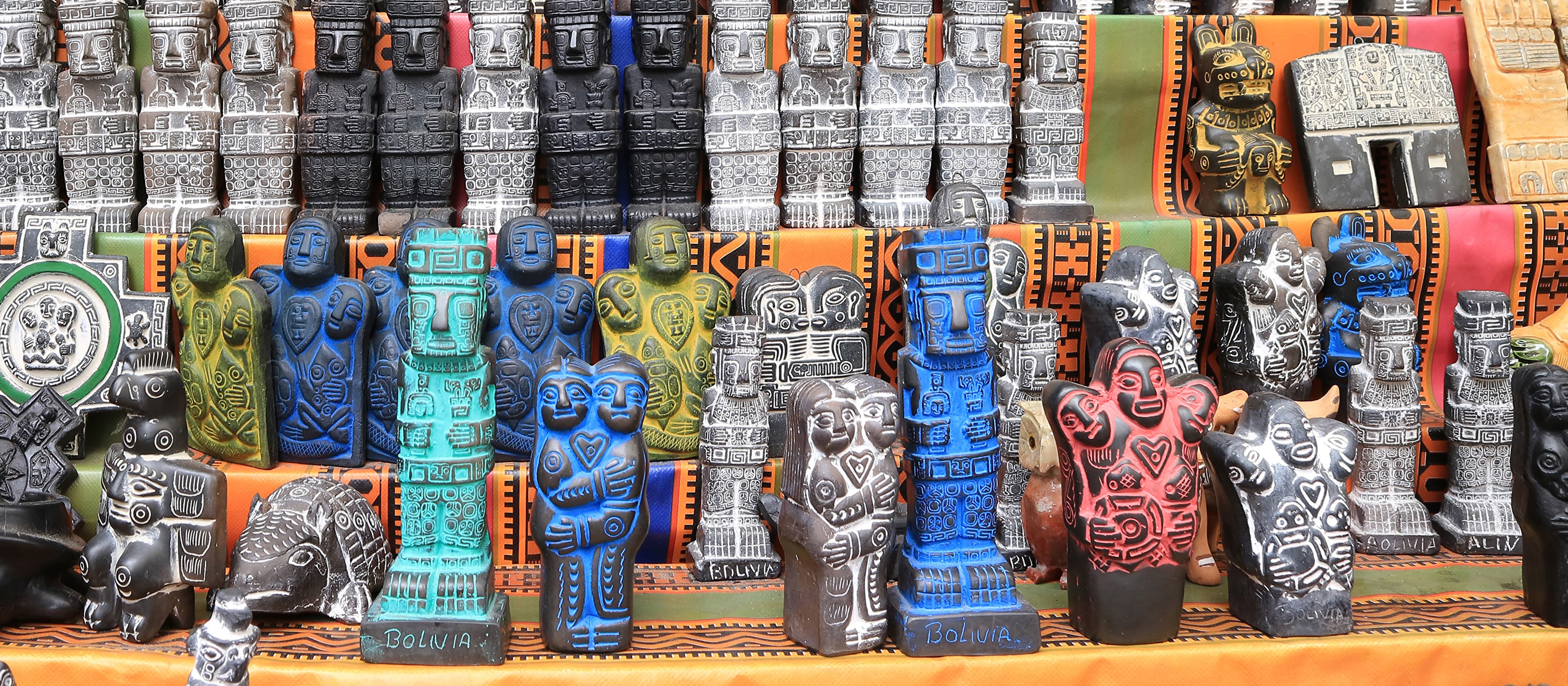 Soapstone figurines on sale at the Witches’ Market in La Paz. (Adobe Stock)