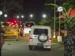 A convoy of Manipur chief minister N Biren Singh arrives at the Raj Bhavan in Imphal to meet Governor Lakshman Acharya on Saturday. (PTI) A convoy of Manipur chief minister N Biren Singh arrives at the Raj Bhavan in Imphal to meet Governor Lakshman Acharya on Saturday. (PTI)