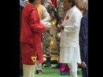 Kumar Mangalam Birla, Chairperson of the Aditya Birla Group and Mukesh Ambani at Ganesh Chaturthi celebrations. Kumar Mangalam Birla, Chairperson of the Aditya Birla Group and Mukesh Ambani at Ganesh Chaturthi celebrations.