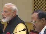 PM Modi with EAM S Jaishankar and NSA Ajit Doval. 