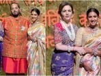 Radhika Merchant, Nita Ambani, and Anant Ambani pose for the paparazzi at Ganesh Chaturthi celebrations. Radhika Merchant, Nita Ambani, and Anant Ambani pose for the paparazzi at Ganesh Chaturthi celebrations.