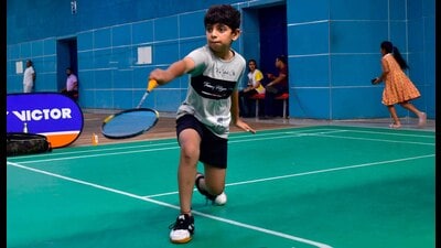 A player in action during State Badminton Championship at Shastri Badminton Hall in Ludhiana on Sunday, September 08, 2024. (Manish/Hindustan Times)