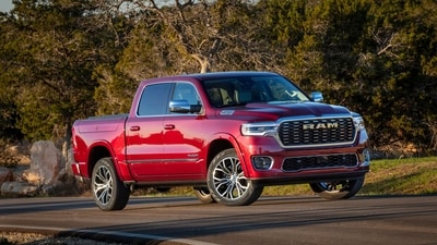 This photo shows the 2025 Ram 1500. The big change for 2025 is the debut of a new turbocharged inline six-cylinder engine that replaces the previous V8. (Courtesy of Stellantis via AP)