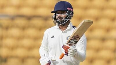 India B player Rishabh Pant celebrates his half century during the third day of Duleep Trophy match against India A. (PTI) India B player Rishabh Pant celebrates his half century during the third day of Duleep Trophy match against India A. (PTI)