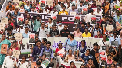 Kolkata: Health workers and others take part in a protest rally against the West Bengal administration over the sexual assault and murder of a trainee doctor. (PTI file photo) Kolkata: Health workers and others take part in a protest rally against the West Bengal administration over the sexual assault and murder of a trainee doctor. (PTI file photo)