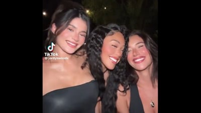 Jordyn Woods and Kylie Jenner reunite in a TikTok video after the cheating scandal in 2019. (@jordynwoods/TikTok) Jordyn Woods and Kylie Jenner reunite in a TikTok video after the cheating scandal in 2019. (@jordynwoods/TikTok)