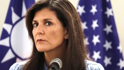 Nikki Haley, former United States Ambassador to the United Nations, listens to medias during her press conference before leaving Taipei, Taiwan, Saturday, Aug.24, 2024. (Chiang Ying-ying) (AP) Nikki Haley, former United States Ambassador to the United Nations, listens to medias during her press conference before leaving Taipei, Taiwan, Saturday, Aug.24, 2024. (Chiang Ying-ying) (AP)