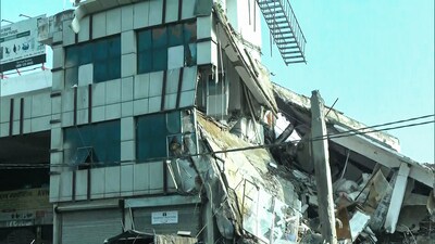 View of the building that collapsed, at Transport Nagar, in Lucknow on Saturday. Reportedly, 8 died and 28 injured in the incident. (ANI) View of the building that collapsed, at Transport Nagar, in Lucknow on Saturday. Reportedly, 8 died and 28 injured in the incident. (ANI)