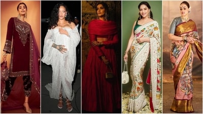 The festive season has arrived, and Bollywood celebs are stepping out in glamorous ethnic outfits that epitomize sartorial elegance. From ethereal sarees and gorgeous lehengas to elegant traditional suits, today's list of best-dressed stars has something for everyone. Featuring style icons like Madhuri Dixit, Sonam Kapoor, Rihanna, Pooja Hegde, Genelia Deshmukh, and more, get ready for a dose of style inspiration from their stunning looks. (Instagram) The festive season has arrived, and Bollywood celebs are stepping out in glamorous ethnic outfits that epitomize sartorial elegance. From ethereal sarees and gorgeous lehengas to elegant traditional suits, today's list of best-dressed stars has something for everyone. Featuring style icons like Madhuri Dixit, Sonam Kapoor, Rihanna, Pooja Hegde, Genelia Deshmukh, and more, get ready for a dose of style inspiration from their stunning looks. (Instagram)