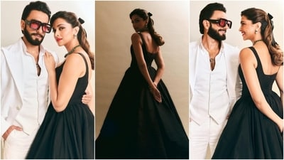 This is one of the first looks that Deepika Padukone wore after announcing her pregnancy. The black dress is a modern version of Audrey Hepburn's iconic Breakfast at Tiffany's black ensemble. Deepika styled it with bow hair ornaments, a statement necklace, dainty earrings, and a red lip. (Instagram) This is one of the first looks that Deepika Padukone wore after announcing her pregnancy. The black dress is a modern version of Audrey Hepburn's iconic Breakfast at Tiffany's black ensemble. Deepika styled it with bow hair ornaments, a statement necklace, dainty earrings, and a red lip. (Instagram)