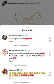 Alia Bhatt, Kareena Kaporo and Priyanka Chopra commented on Ranveer-Deepika's post, Alia Bhatt, Kareena Kaporo and Priyanka Chopra commented on Ranveer-Deepika's post,