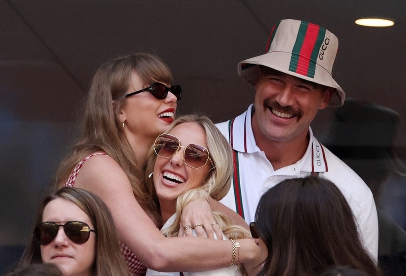 Taylor Swift hugs Brittany Mahomes at US Open as Travis and Patrick cheer  for the duo, shooting down feud rumours | Entertainment News