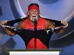 Hulk Hogan, professional entertainer and wrestler, tears his shirt open as he speaks on Day 4 of the Republican National Convention (RNC), at the Fiserv Forum in Milwaukee, Wisconsin, U.S., July 18, 2024. REUTERS/Mike Segar     TPX IMAGES OF THE DAY