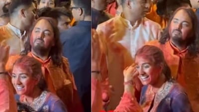 Radhika Merchant and Anant Ambani during the Ganpati Visarjan ceremony in Mumbai. Radhika Merchant and Anant Ambani during the Ganpati Visarjan ceremony in Mumbai.
