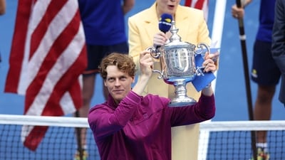 Jannik Sinner sealed a 6-3 6-4 7-5 win against American Taylor Fritz in the US Open men's singles final, at the Arthur Ashe Stadium in New York on Sunday. (AFP) Jannik Sinner sealed a 6-3 6-4 7-5 win against American Taylor Fritz in the US Open men's singles final, at the Arthur Ashe Stadium in New York on Sunday. (AFP)