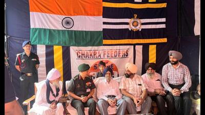 The felicitation event of Charan Singh organised by the Indian army. (HT Photo) The felicitation event of Charan Singh organised by the Indian army. (HT Photo)
