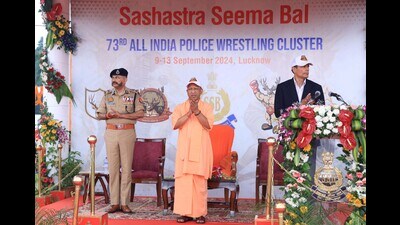Uttar Pradesh CM Yogi Adityanath at 73rd All India Police Wrestling Cluster-2024 in Lucknow. (HT photo) Uttar Pradesh CM Yogi Adityanath at 73rd All India Police Wrestling Cluster-2024 in Lucknow. (HT photo)