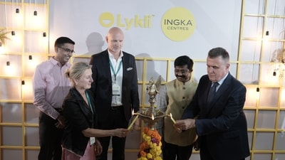 Susanne Pulverer, CEO and Chief Sustainability Officer, IKEA India, Sebastian Hylving, Global Expansion & Development Director, Ingka Centres,  Nand Gopal Gupta, Minister for Industrial Development of UP and Jan Thesleff, the Hon’ble Ambassador of Sweden at the Ingka Centres’ Lykli Noida’s unveiling event on September 9, 2024 (IKEA)