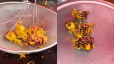 A viral video of deep-fried rose pakodas sparks mixed reactions online, with concerns about health risks. (Instagram/@blessedindianfoodie)